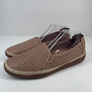 Clarks Elaina Ruby Women's‎ US 11N Beige Leather Espadrille Slip-On Loafer Flats
